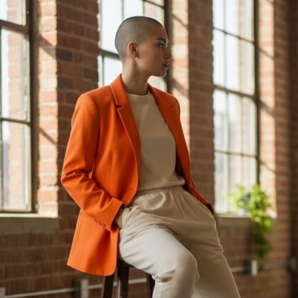Moschino Cheap & Chic Orange Tailored Blazer Jacket Size 12 Designer Statement